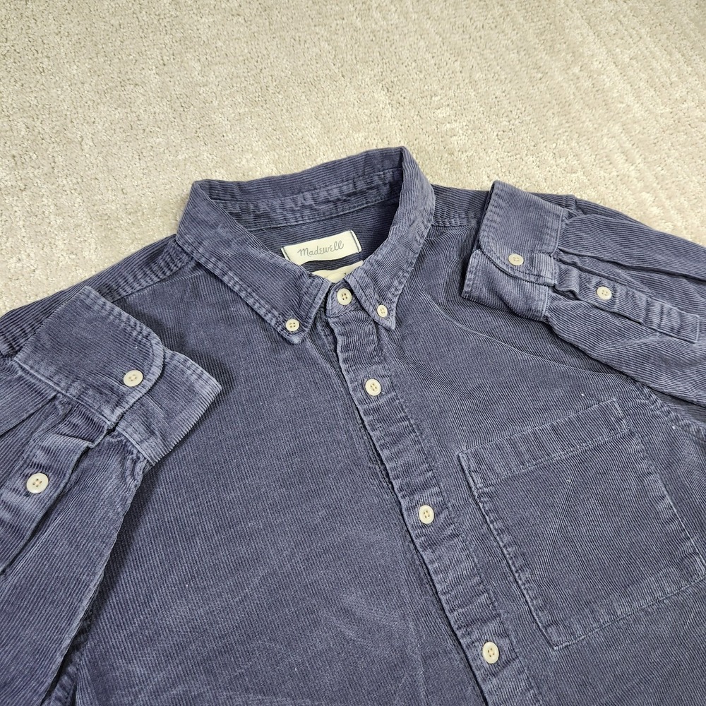 Madewell Shirt Men Small Perfect Fit Corduroy Gray Button Down Cotton